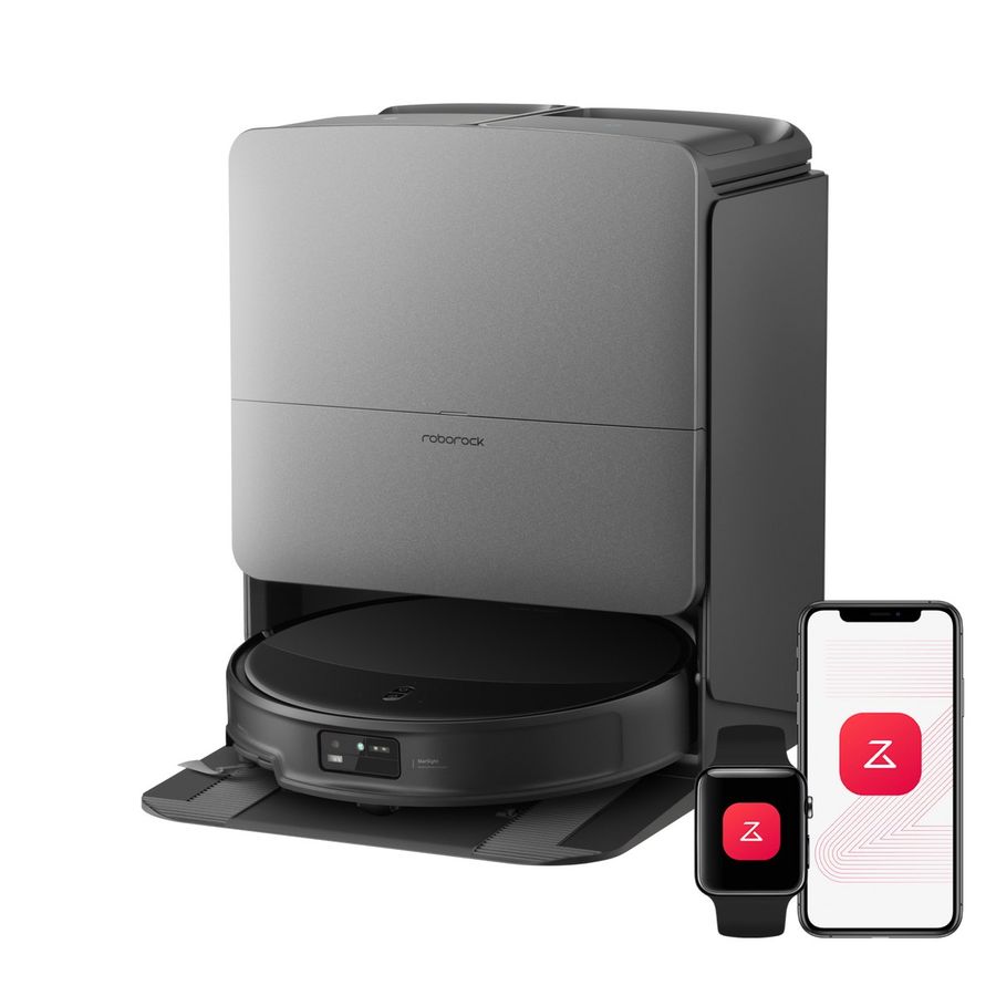 Roborock Saros 20 robot vacuum and mop with its dock